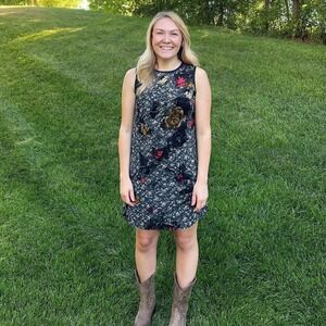 Max Studio Floral Velvet Burnout Dress Women Small Black Whimsigoth Forest Fairy